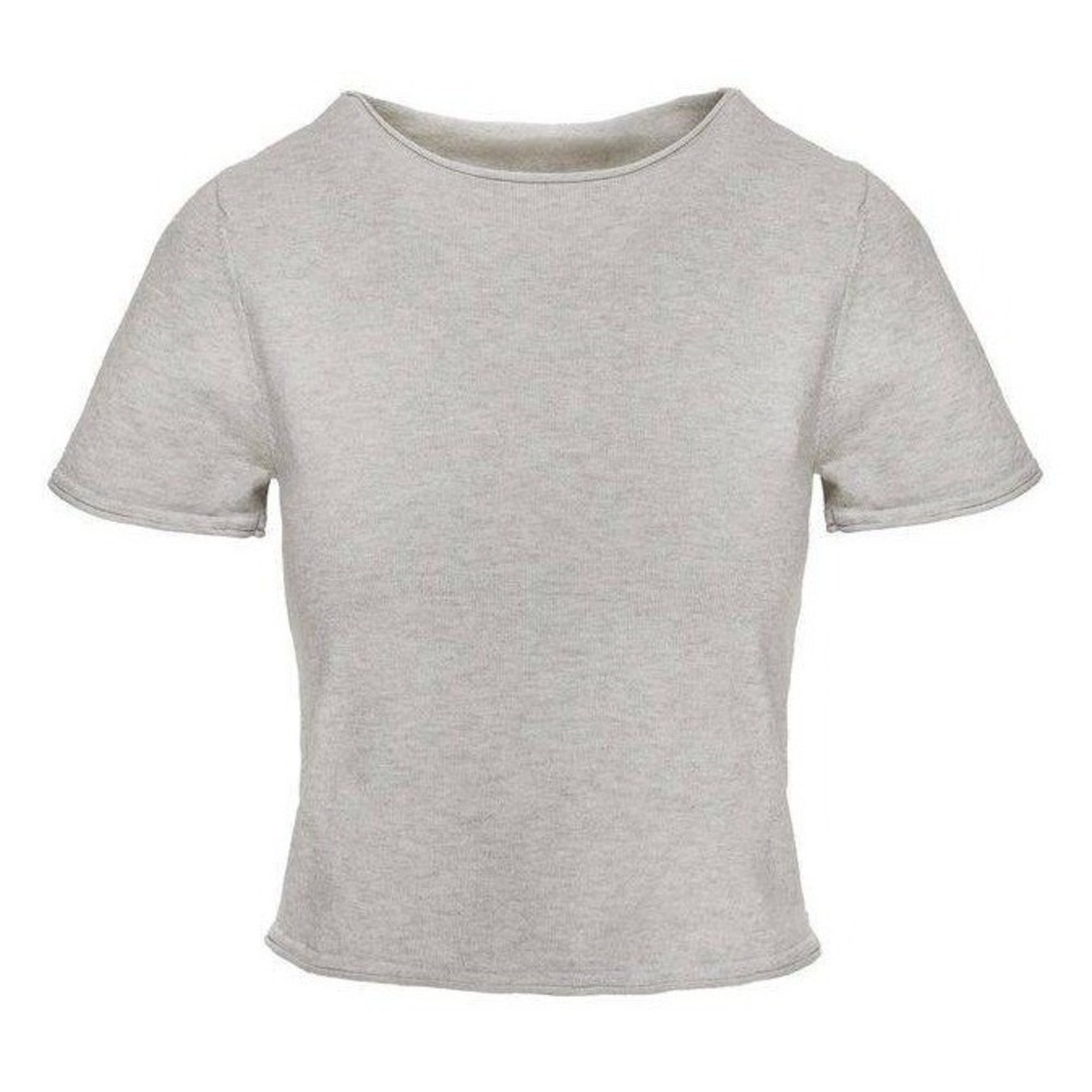 Princess Polly Knit Top Women XS/S Grey Short Sleeve Boat Neck Cropped Minimal